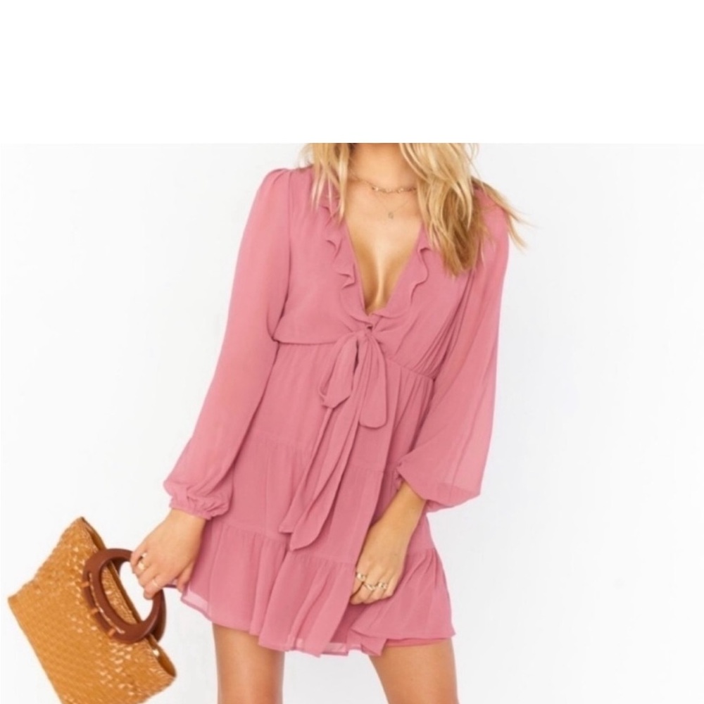Show Me Your Mumu Elegant Pink Ruffle Dress